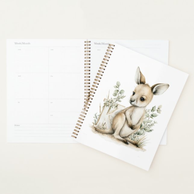 Agenda Cute watercolour baby animal alphabet Kangaroo (Demostración)