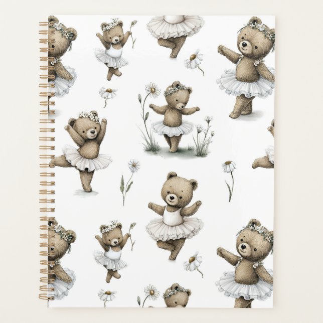 Agenda Cute Watercolour Ballerina Bear Design in tutus (Anverso)