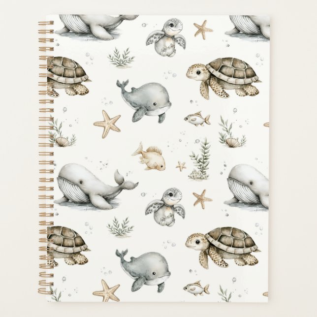 Agenda Cute Watercolour Ocean Baby Animals  (Anverso)