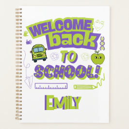 Agenda Cute Welcome Back To School Purple Green