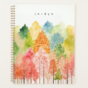 Agenda Cute Whimsical Watercolor Pastel Árboles