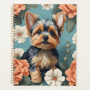 Agenda Cute Yorkshire Terrier Puppy Floral