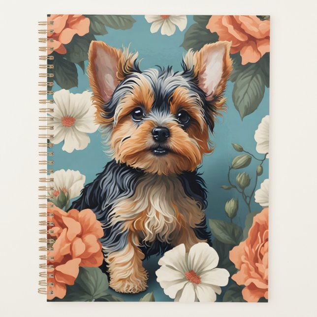 Agenda Cute Yorkshire Terrier Puppy Floral (Anverso)