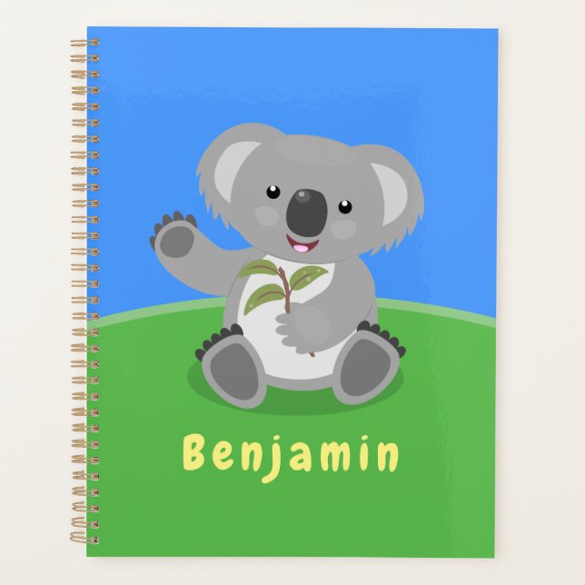 Agenda Cuto feliz koala saludando al ilustracion personal (Anverso)