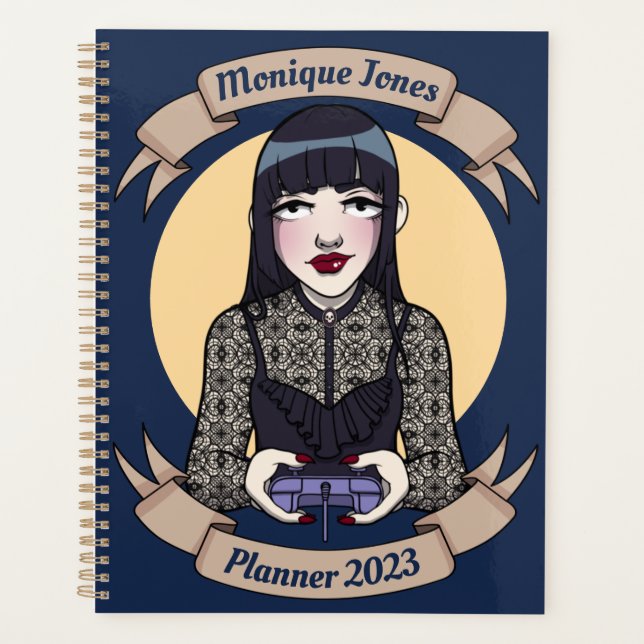 Agenda Cuto Gótico Gamer Chica Personalizado nombre de di (Anverso)