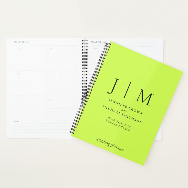 Agenda Cyber Lime Jet Black Formal Simple Day Wedding (Demostración)