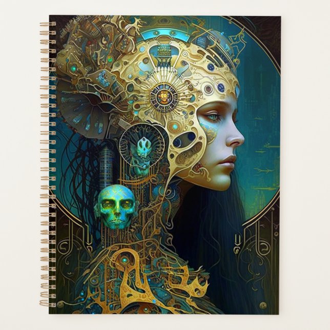 Agenda Cyborg Woman Fantasy Sci-Fi Art Planner (Anverso)