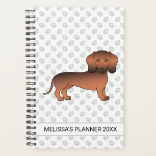 Agenda Dachshund de dibujos animados de pelo corto rojo s