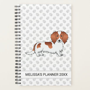 Agenda Dachshund de dibujos animados de pelo largo con pa