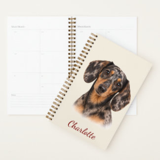Agenda Dachshund de lunares personalizado con nombre pers