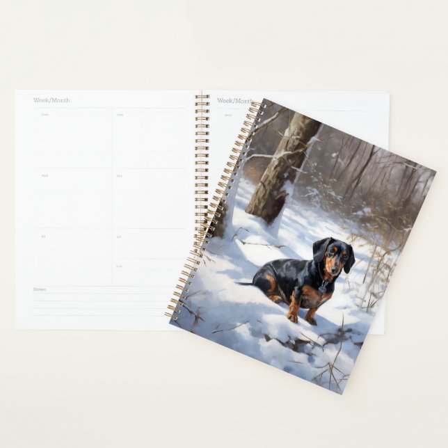 Agenda Dachshund deja que nieve Navidades (Demostración)