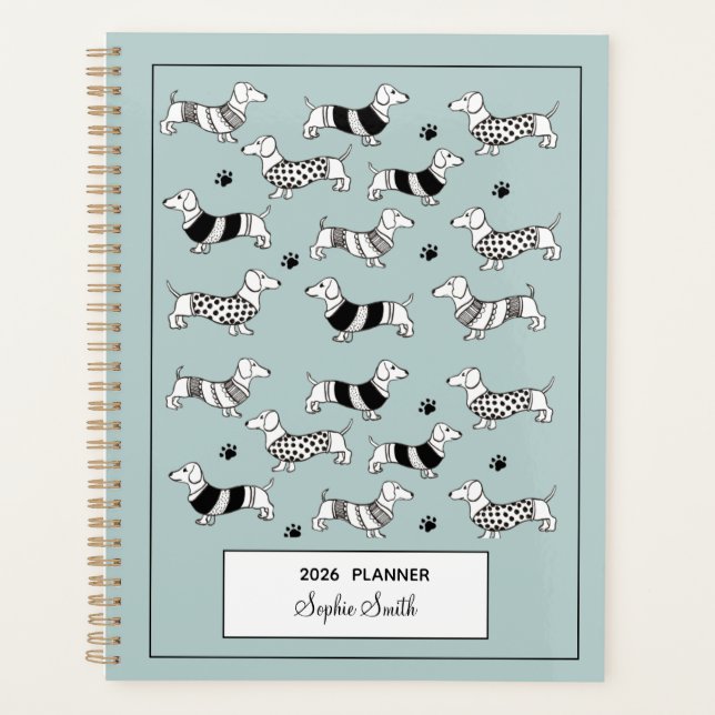 Agenda Dachshund ilustró a los amantes del perro Blue 202 (Anverso)
