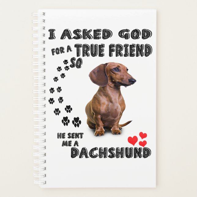 Agenda Dachshund Miniature Gift, Sausage Dog, Weenie Wog, (Anverso)