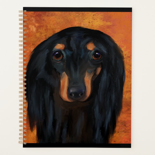 Agenda Dachshund negro de pelo largo   (Anverso)