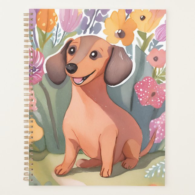 Agenda Dachshund Puppy | Watercolor Dog Pet (Anverso)