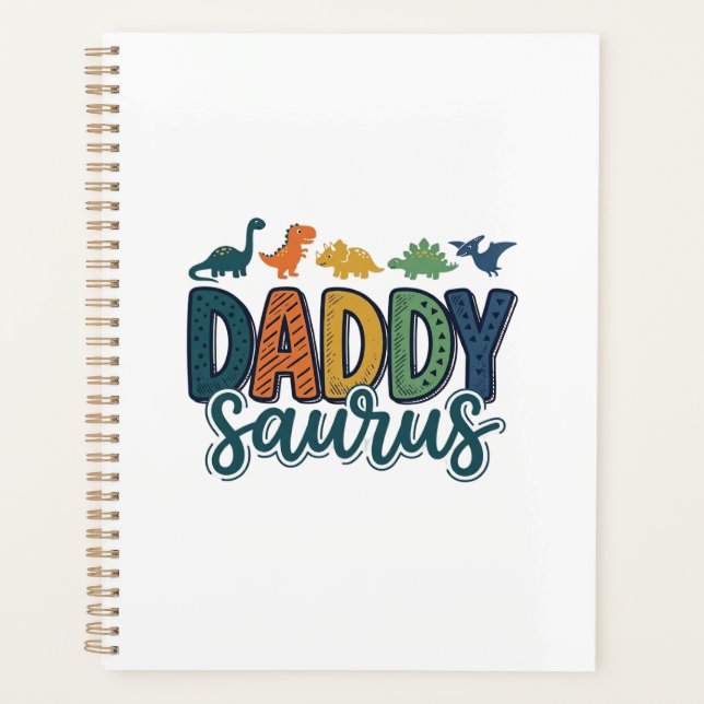 Agenda Daddy Saurus Diseño de vector de papá dinosaurio l (Anverso)