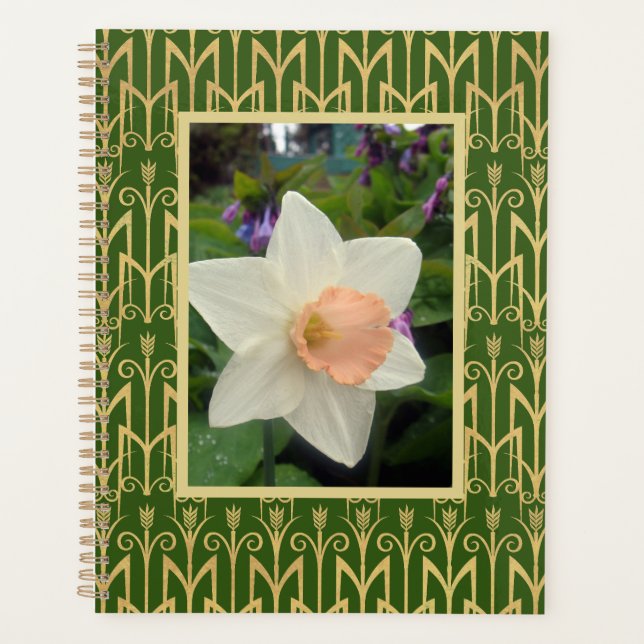 Agenda Daffodil de primavera y Art Deco personalizado (Anverso)