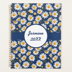 Agenda Daisies blancos en inglés sobre azul