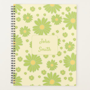 Agenda Daisies verdes sobre el guión del patrón floral am