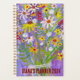 Agenda Daisy Bouquet Flowers florece PERSONALIZADO morado