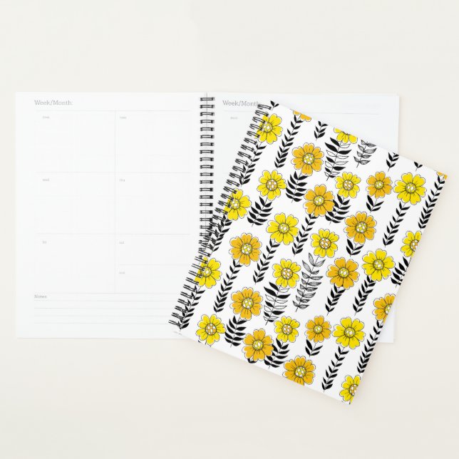 Agenda Daisy doodles en amarillo y negro (Demostración)