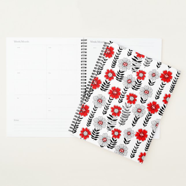 Agenda Daisy doodles en rojo y negro (Demostración)