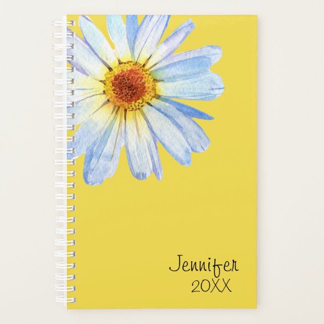 Agenda Daisy Flower Personalized Amarillo Moderno Persona (Anverso)