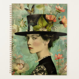 Agenda Dama con mariposas y Ilustracion de flores