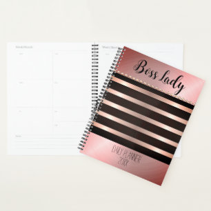 Agenda Dama de jefe rayado rosado brillante