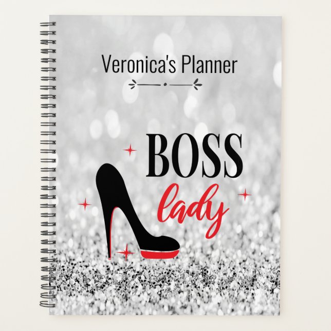 Agenda Dama del jefe del Stiletto Heel Rojo Personalizado (Anverso)