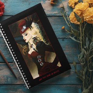 Agenda Dama Elegante Relojería Roja Steampunk Victoriana