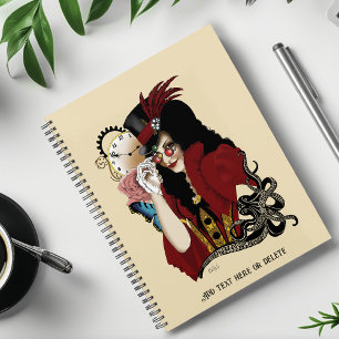 Agenda Dama Victoriana Roja Steampunk Pulpo Vintage