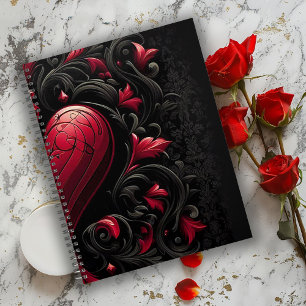 Agenda Damasco gótico negro y rojo