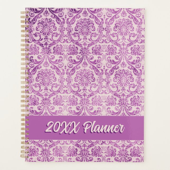 Agenda Damasco rosa magenta (Anverso)