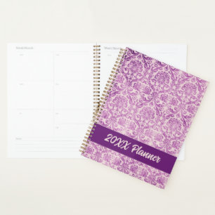 Agenda Damasco rosa morado