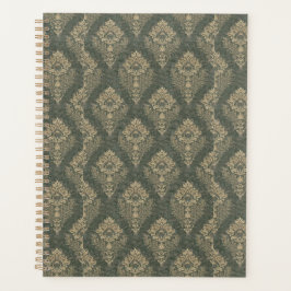 Agenda Damasco verde y dorado