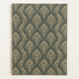 Agenda Damasco verde y dorado