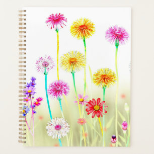 Agenda Dandeliones y margaritas minimalistas neón luminos
