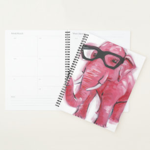 Agenda Dapper Animal Elefante Rosa En Lentes De Ojo