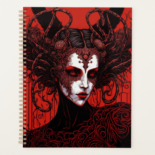 Agenda Dark Elf Demon Red Black Fantasy Art (Anverso)