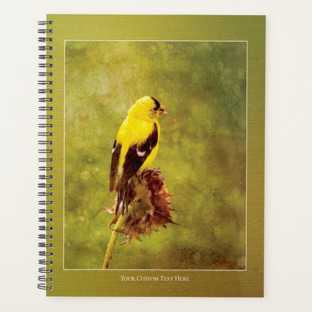 Agenda Dark Moody Goldfinch Custom Planner | Bird Art (Anverso)