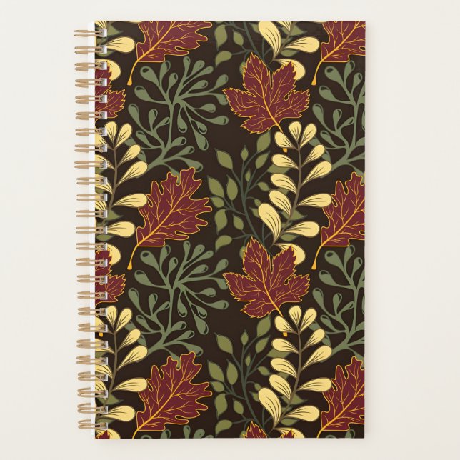 Agenda Dark red maple leaves floral pattern (Anverso)