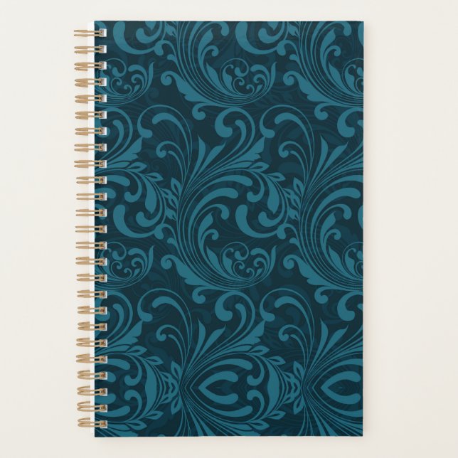 Agenda Dark teal floral damask pattern (Anverso)