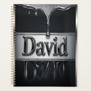 Agenda David Nombre en Cromo de Metal Líquido