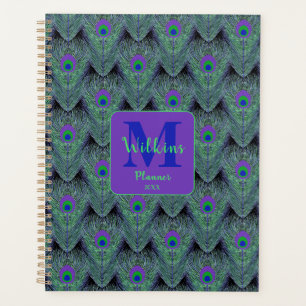 Agenda Decoración de arte de la piel de pavo real azul ve