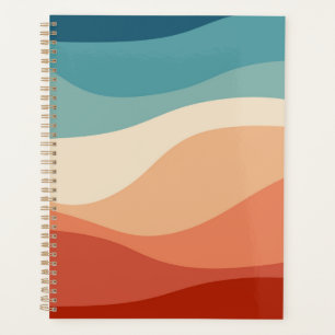 Agenda Decoración de las olas de estilo retro colorido