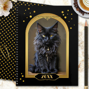 Agenda Decoro de arte de gato negro dorado
