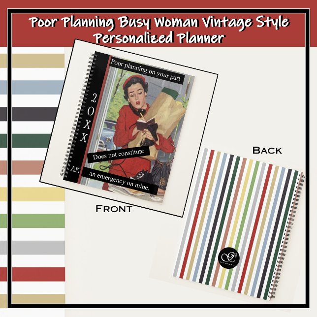 Agenda Deficiente planificación Mujer Ocupada Vintage Sty (Perfect for the busy woman juggling multiple things - customer service, tech support, retail worker.)