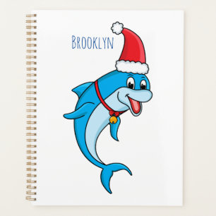 Agenda Delfín lindo con personalizado de Santa hat