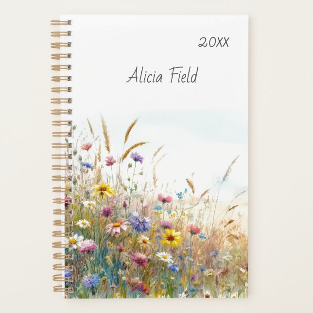 Agenda Delicado campo de flores silvestres | su nombre |  (Anverso)